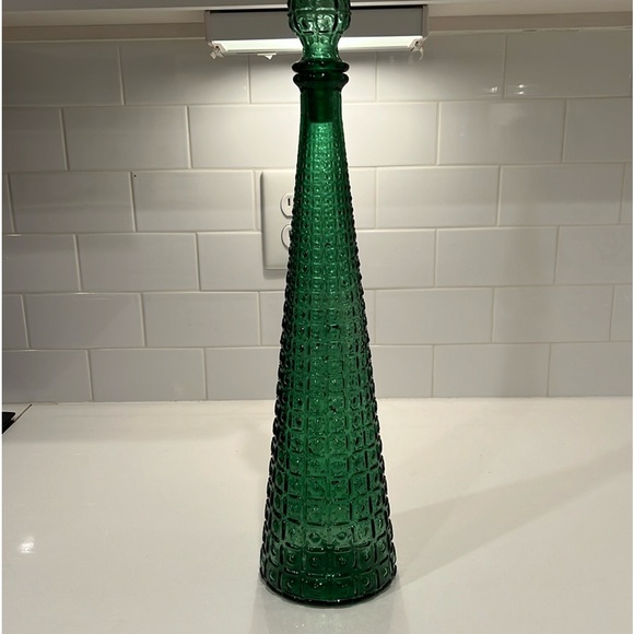 AMAZING! Vintage MCM Empoli Italian Green Aztec Genie Bottle Decanter 22" - Picture 7 of 12